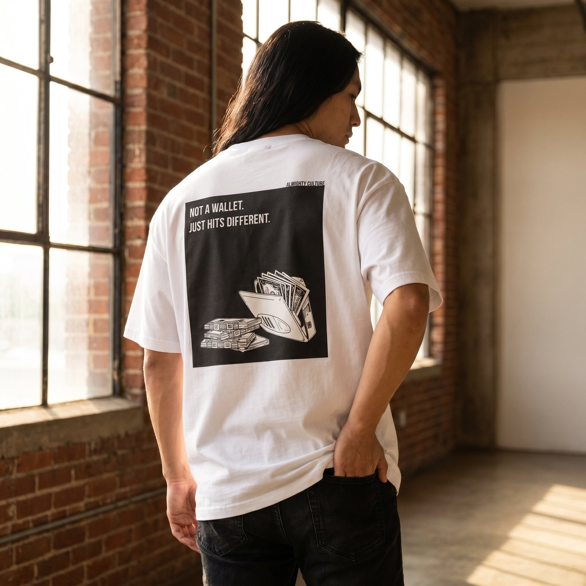 "Not a wallet. Just hits different" Oversized T-Shirts
