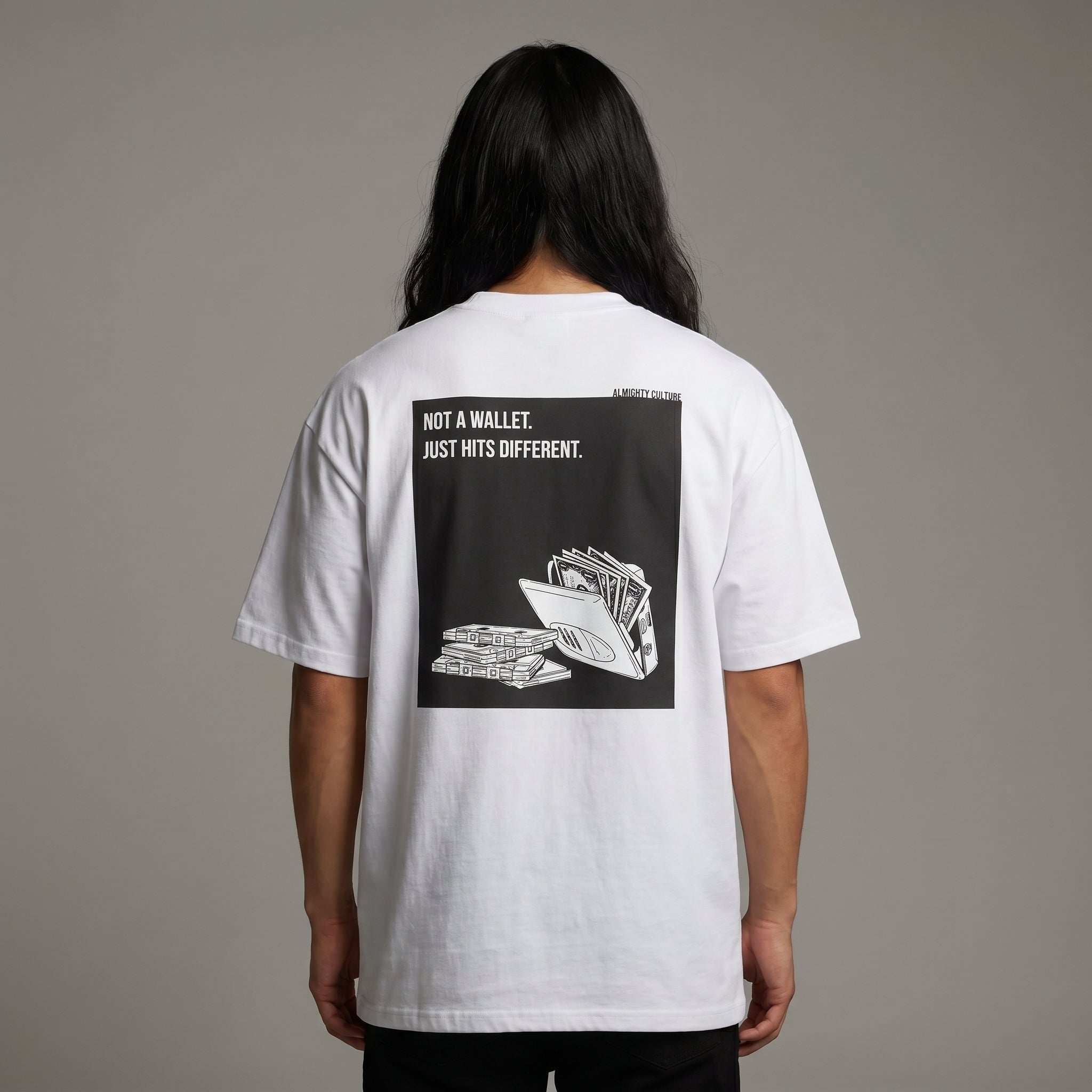 "Not a wallet. Just hits different" Oversized T-Shirts